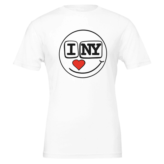 I Love New York Smiley Heart Tee – Red Heart Nose – Unisex Bella+Canvas 3001 - Urban Muse & Sultry Hues
