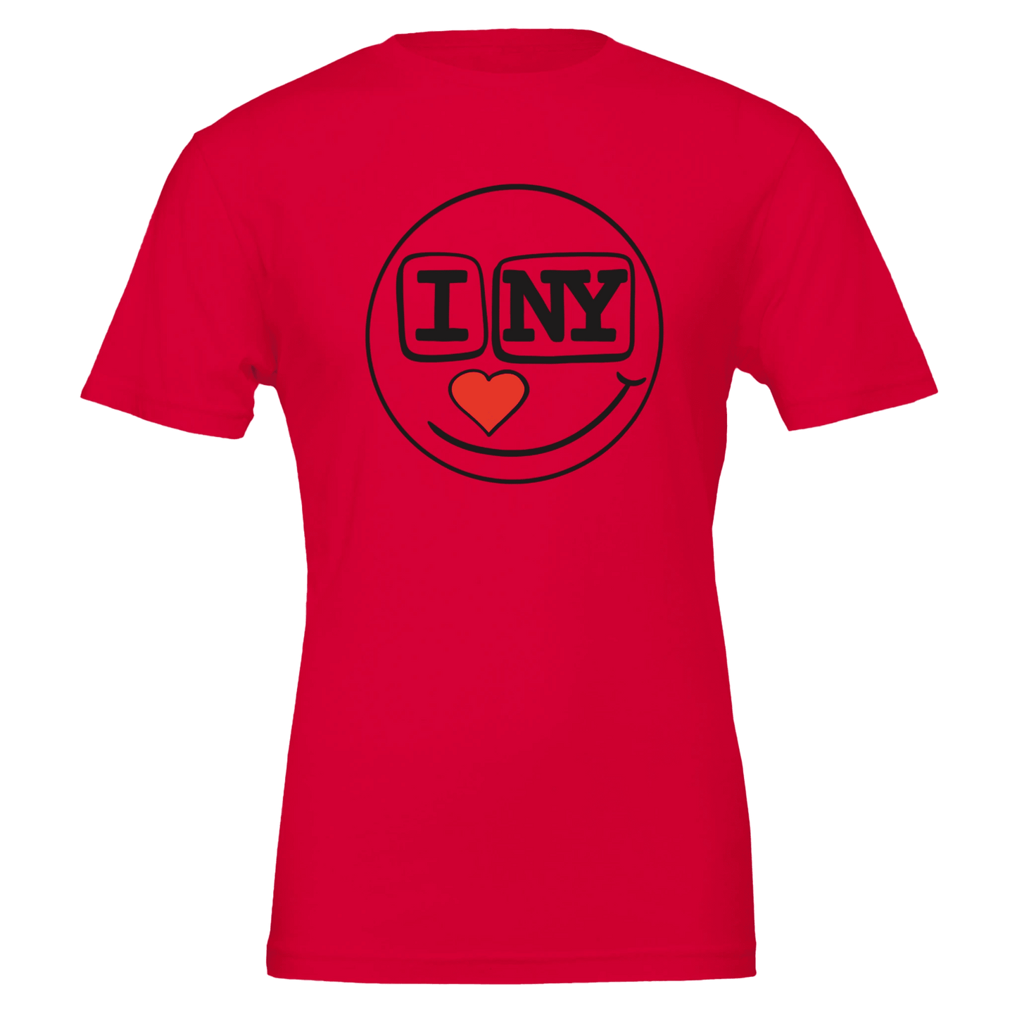 I Love New York Smiley Heart Tee – Red Heart Nose – Unisex Bella+Canvas 3001 - Urban Muse & Sultry Hues