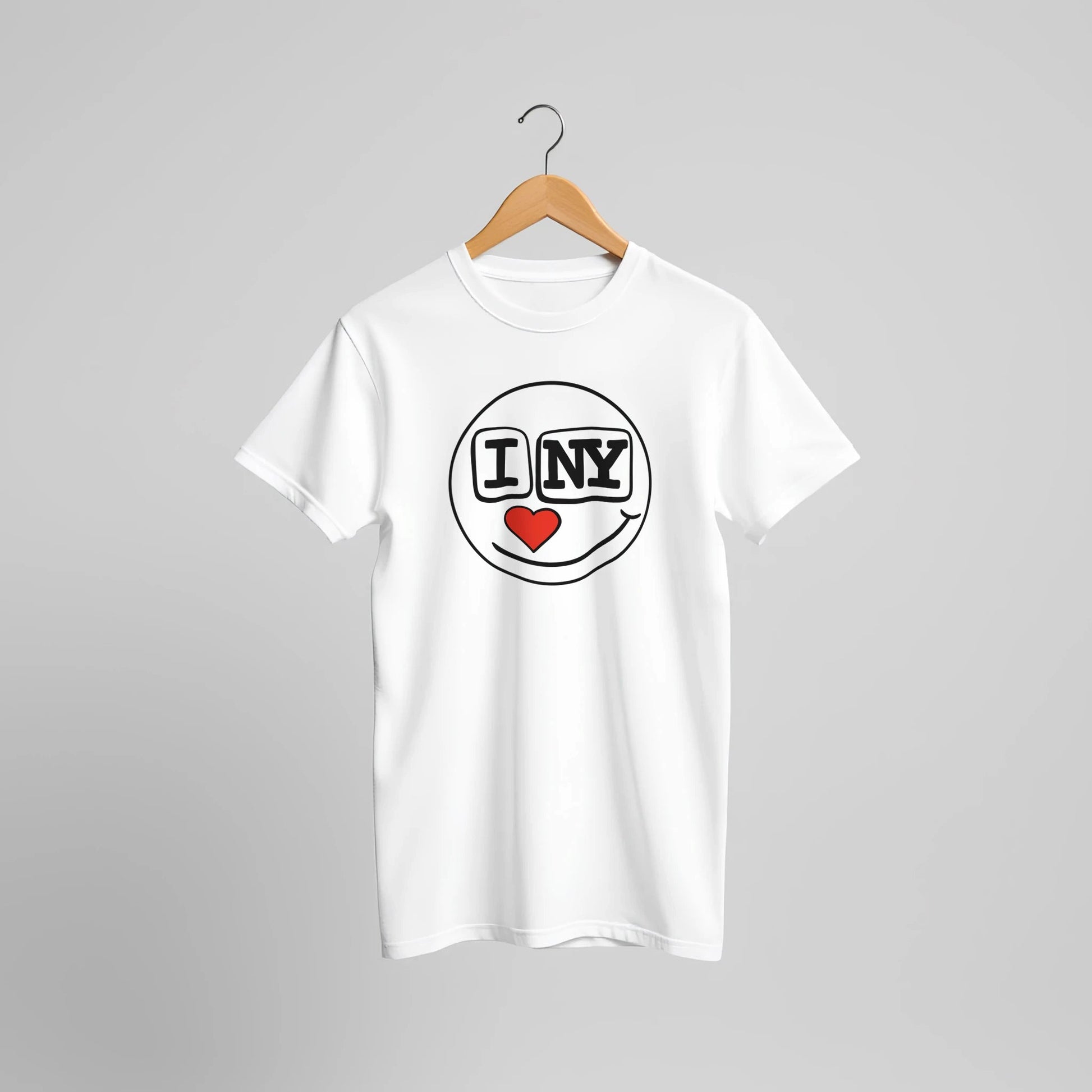 I Love New York Smiley Heart Tee – Red Heart Nose – Unisex Bella+Canvas 3001 - Urban Muse & Sultry Hues