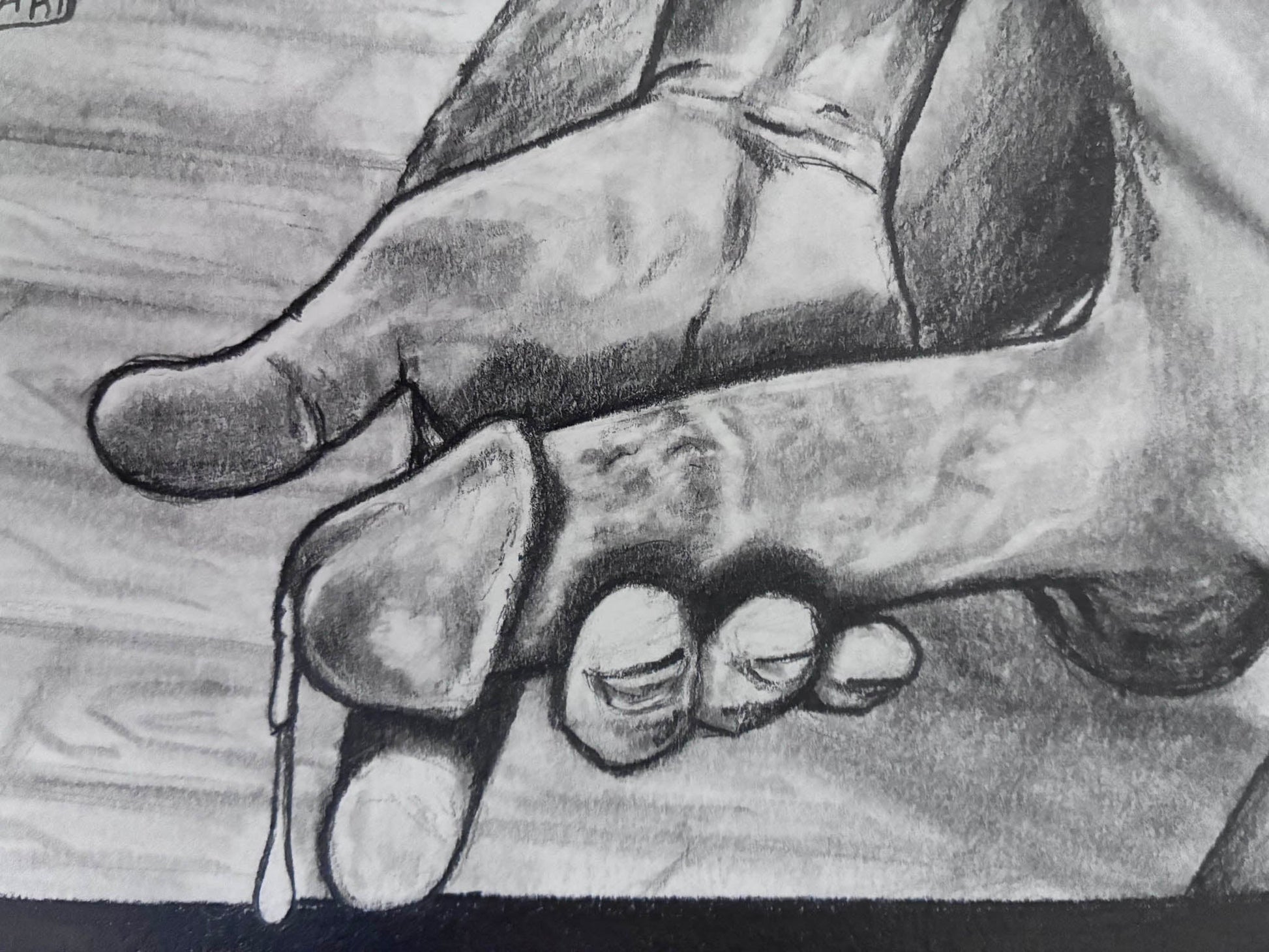 Intimate Male Handjob Pencil Drawing – Dick Pic Delight 5x7” - Urban Muse & Sultry Hues