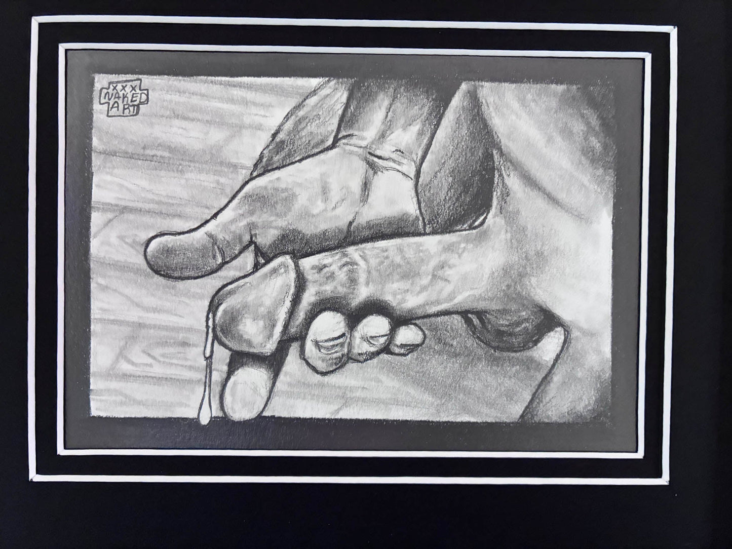 Intimate Male Handjob Pencil Drawing – Dick Pic Delight 5x7” - Urban Muse & Sultry Hues