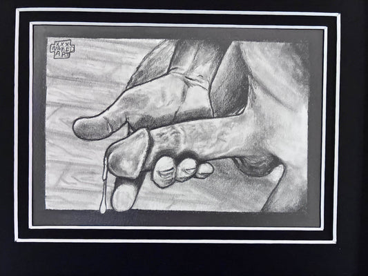 Intimate Male Handjob Pencil Drawing – Dick Pic Delight 5x7” - Urban Muse & Sultry Hues