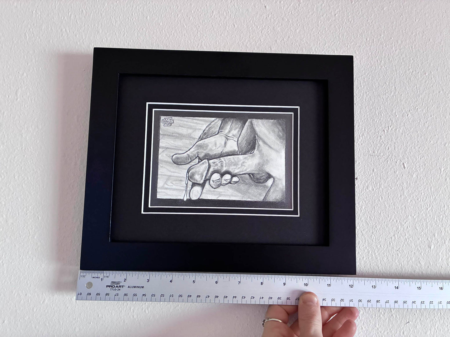 Intimate Male Handjob Pencil Drawing – Dick Pic Delight 5x7” - Urban Muse & Sultry Hues