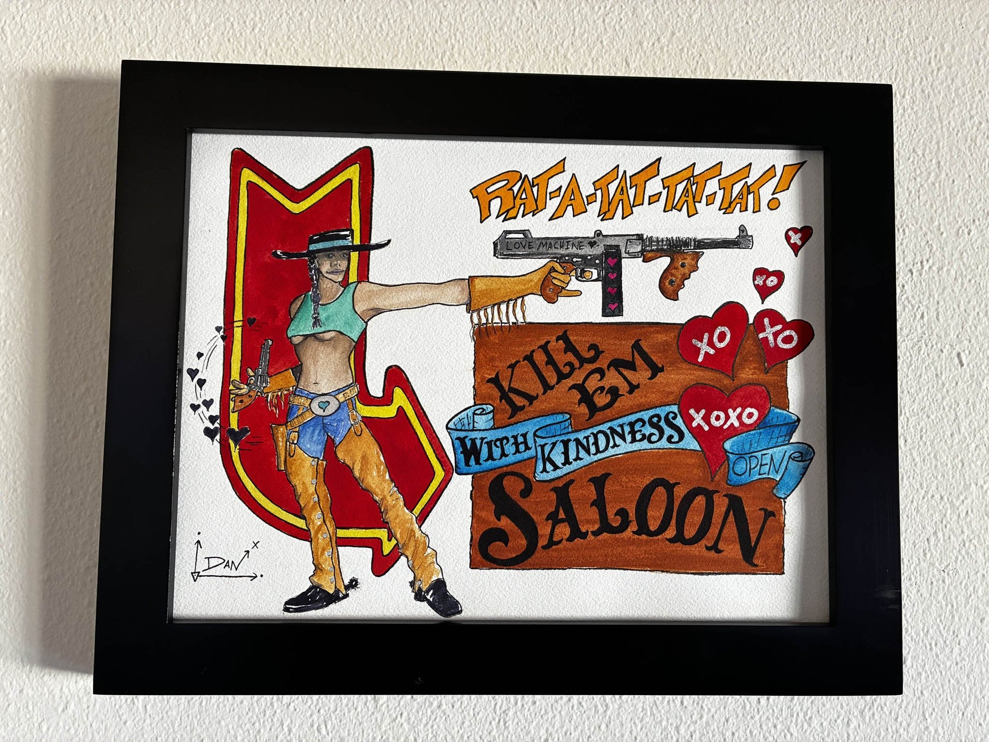 Kill Em With Kindness Saloon – Valentines Watercolor Art - Urban Muse & Sultry Hues