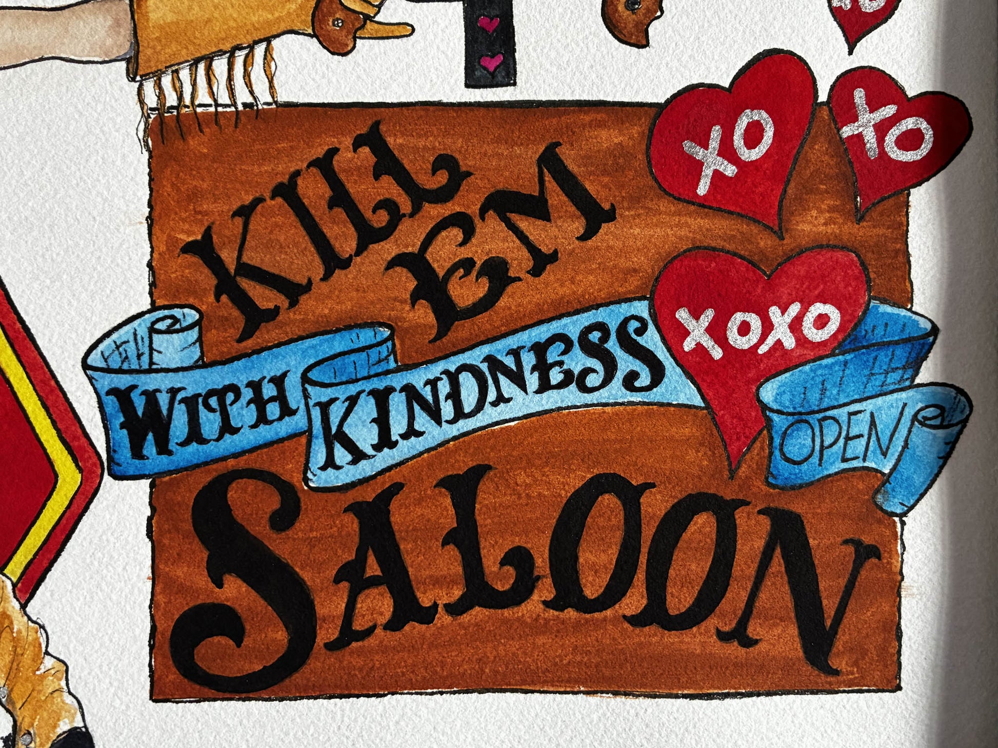 Kill Em With Kindness Saloon – Valentines Watercolor Art - Urban Muse & Sultry Hues