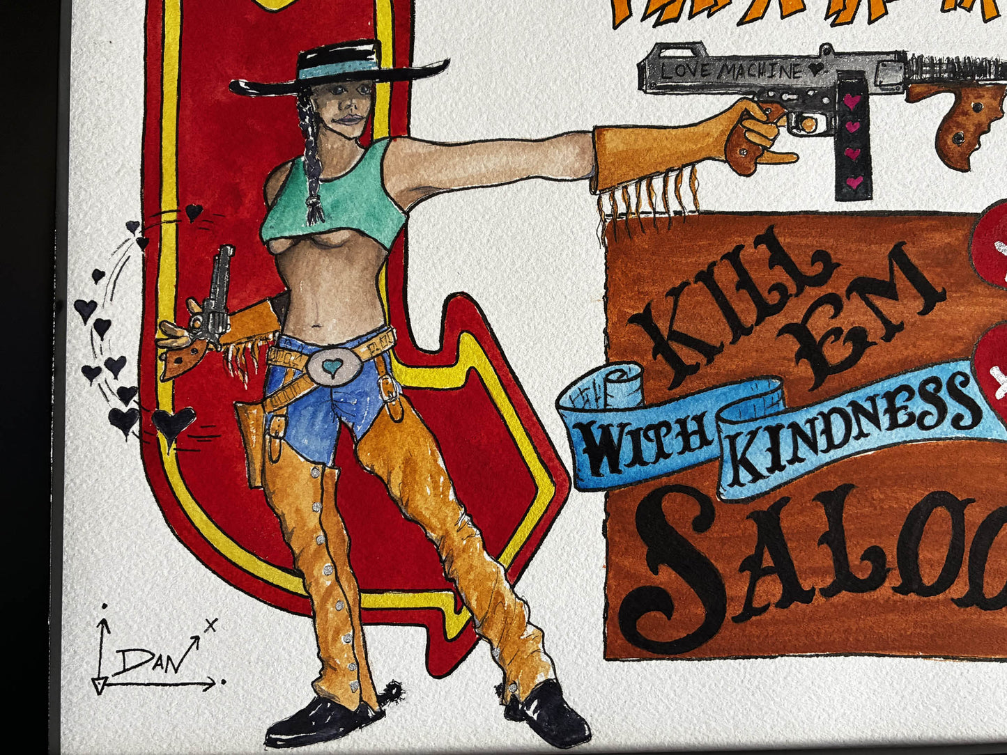 Kill Em With Kindness Saloon – Valentines Watercolor Art - Urban Muse & Sultry Hues