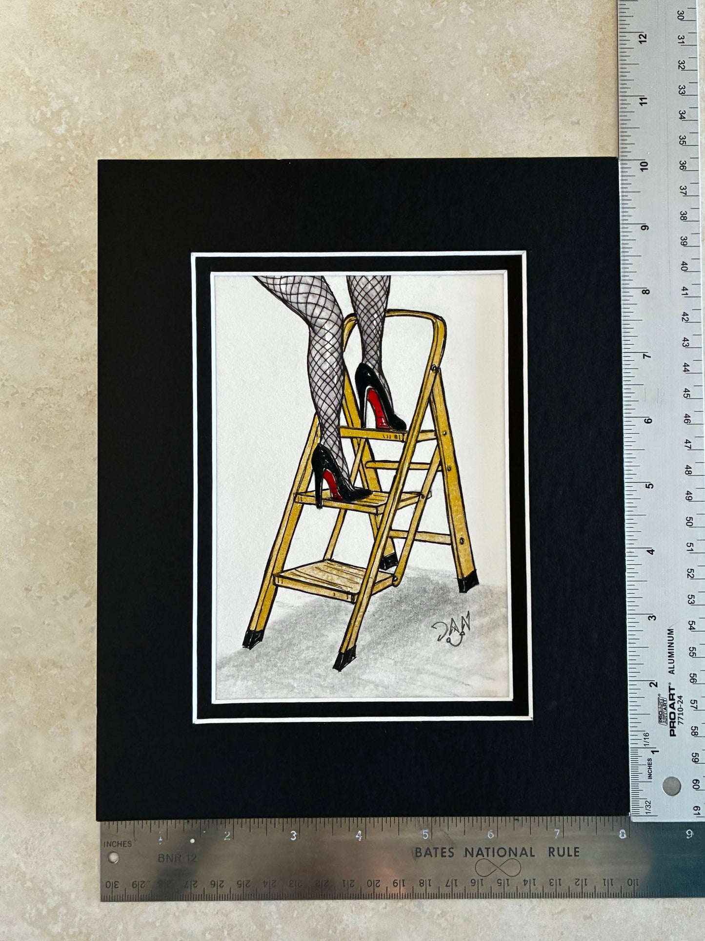 Ladder Legs: Sassy Fishnets & Red Bottoms Watercolor (5x7) - Urban Muse & Sultry Hues