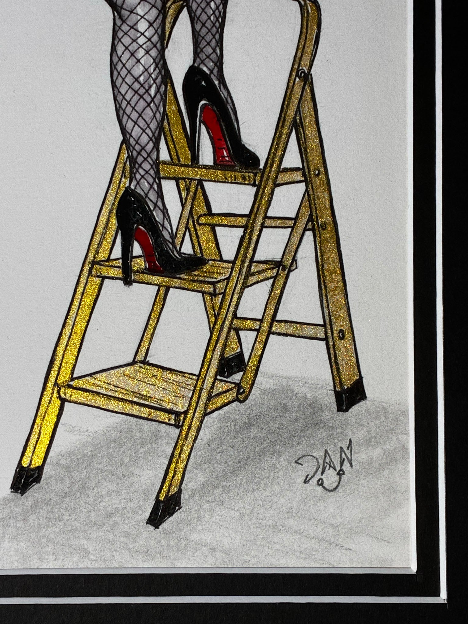Ladder Legs: Sassy Fishnets & Red Bottoms Watercolor (5x7) - Urban Muse & Sultry Hues