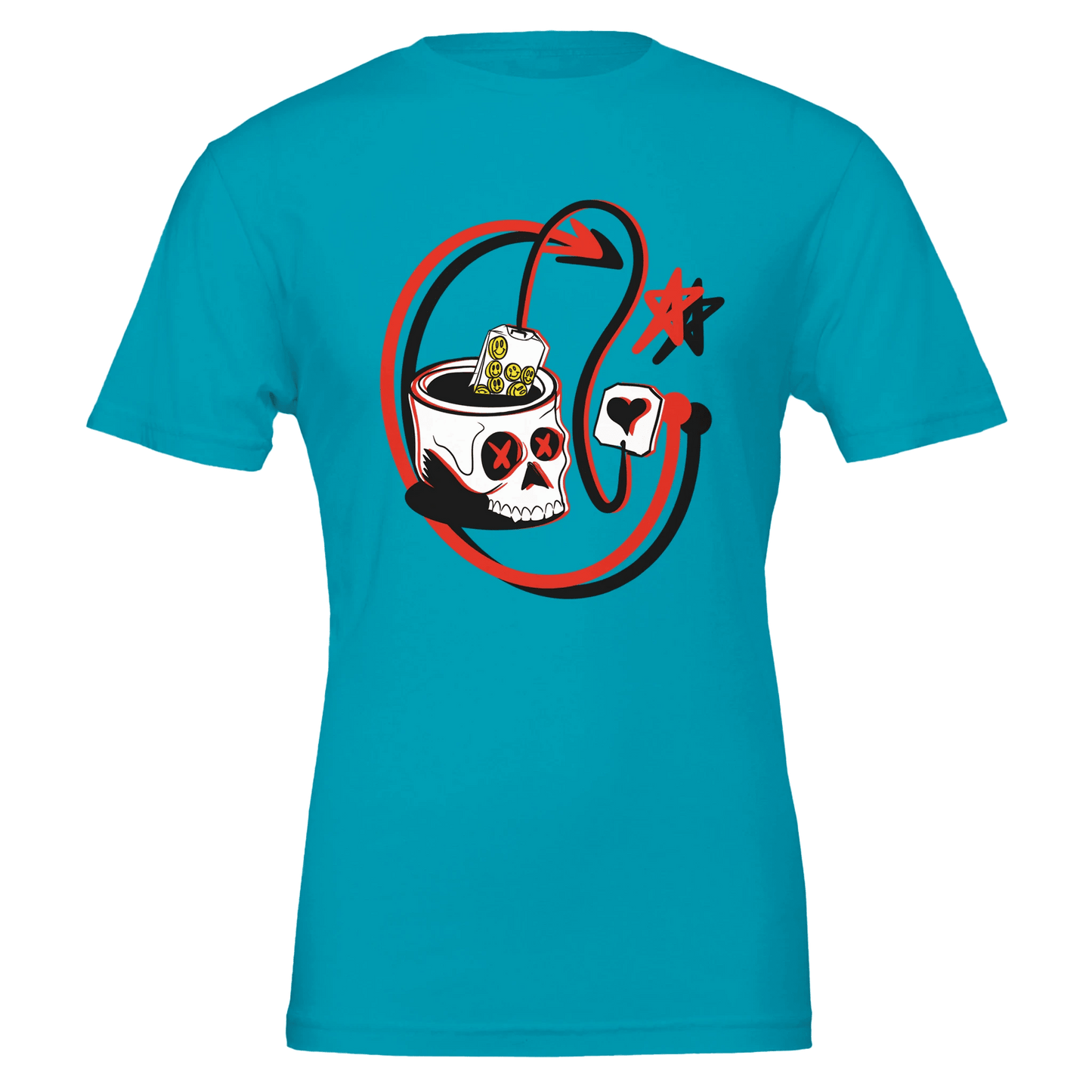 Leo Zodiac Skull Tea Lover T-Shirt | Unique Graphic Tee for Coffee & Tea Enthusiasts - Urban Muse & Sultry Hues