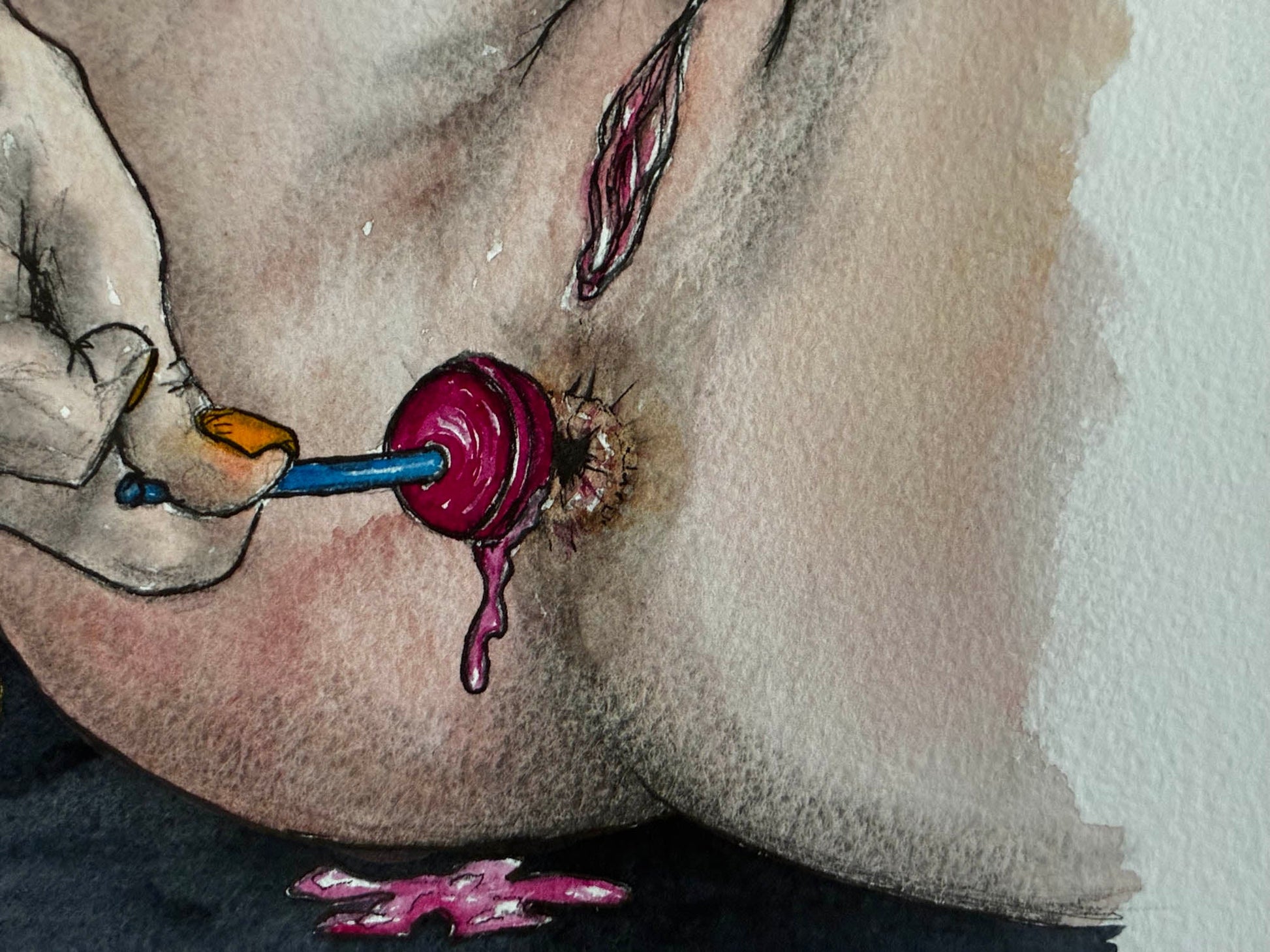 Lollipop and Butt Stuff Erotic Watercolor – 6x8 - Urban Muse & Sultry Hues