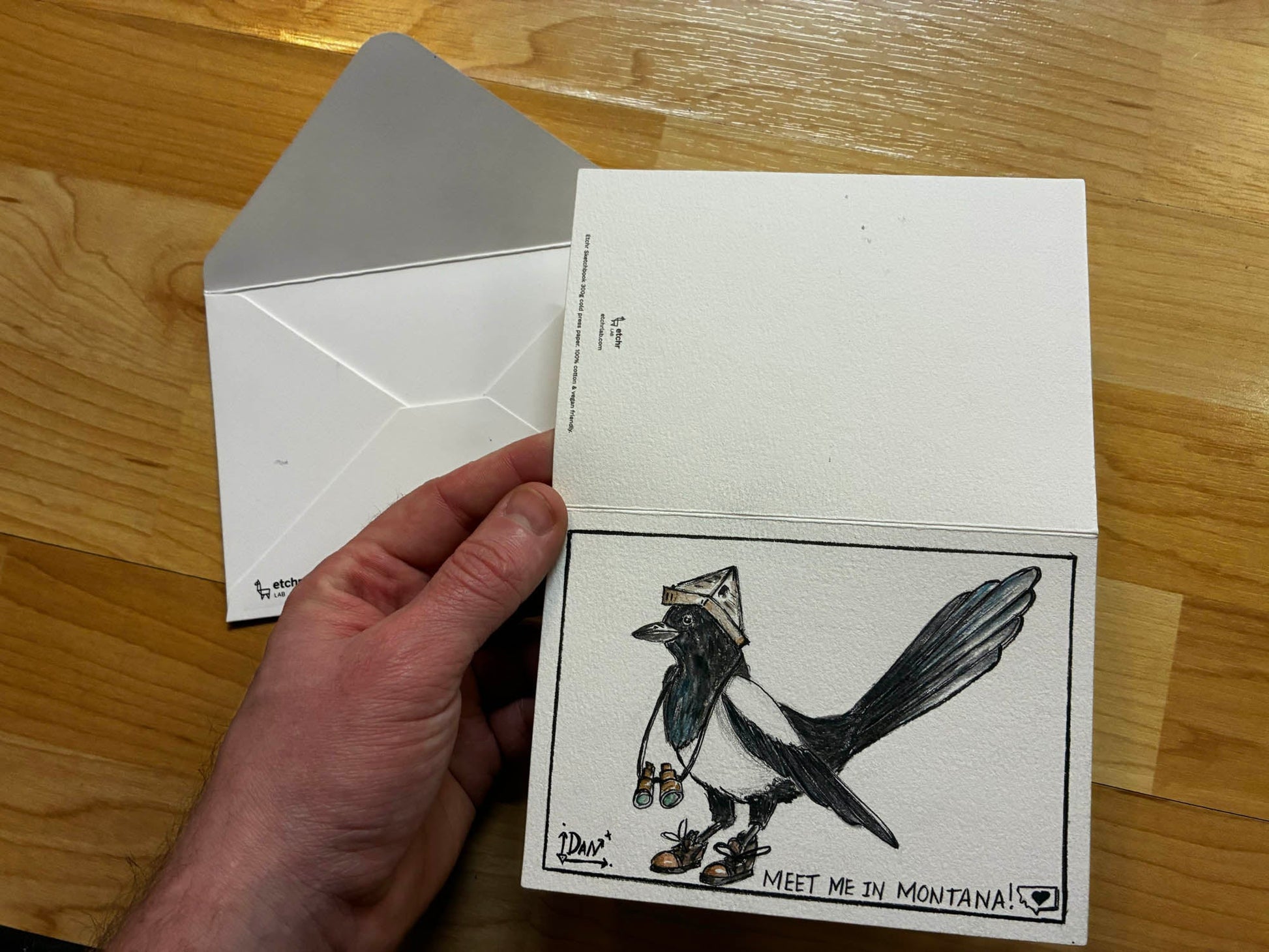 Meet Me In Montana Magpie Birder Watercolor Card – 4x6" - Urban Muse & Sultry Hues