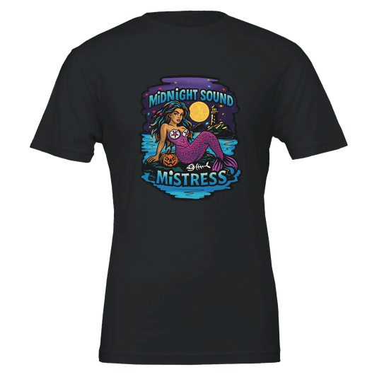Midnight Sound Mistress Mermaid Tee – Spooky Siren & Lighthouse – Unisex Bella+Canvas 3001 - Urban Muse & Sultry Hues