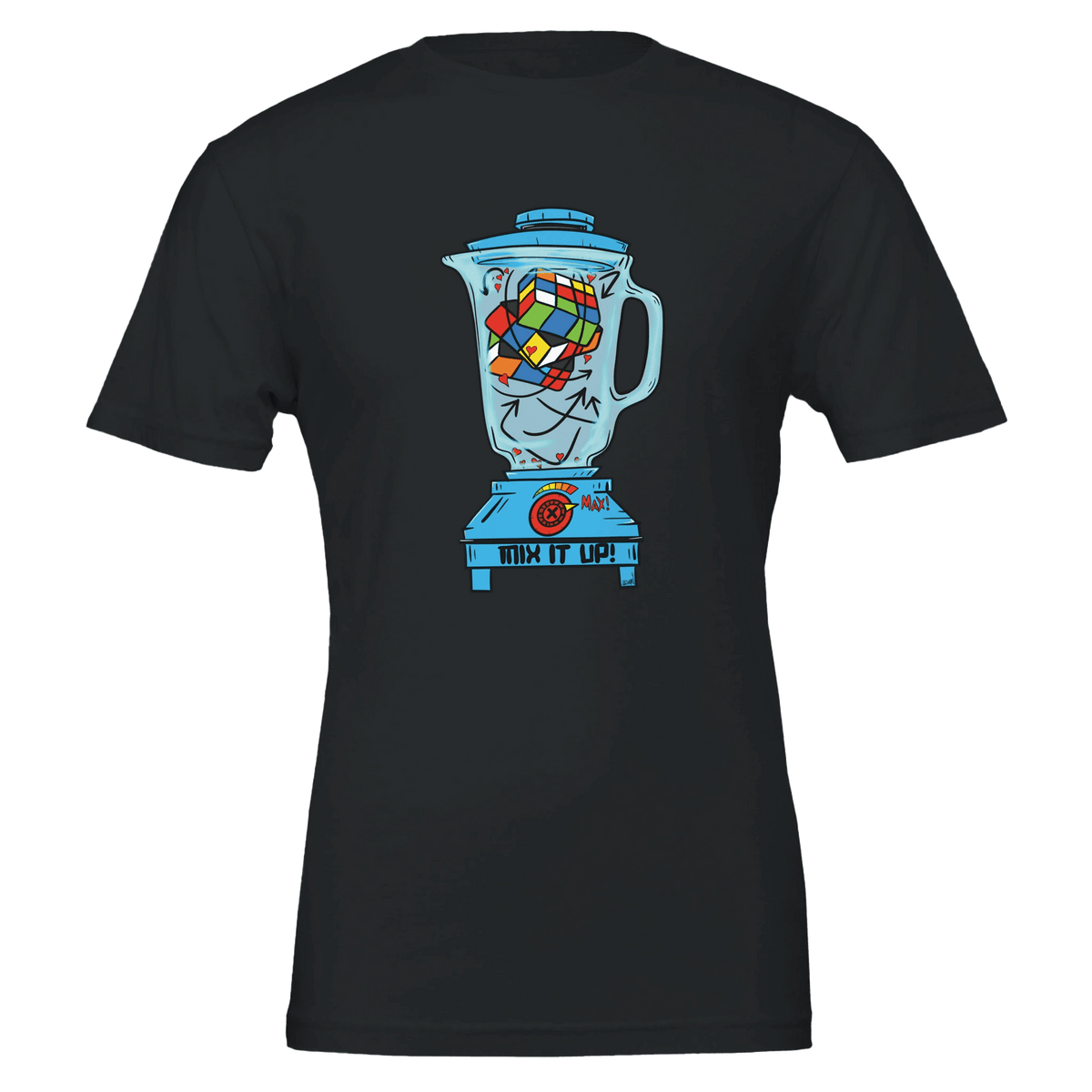 Mix It Up! Rubik's Cube Blender Tee | Bella Canvas 3001 | Vibrant Puzzle Art for Creators & Problem Solvers - Urban Muse & Sultry Hues