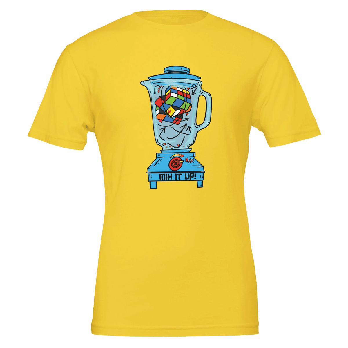 Mix It Up! Rubik's Cube Blender Tee | Bella Canvas 3001 | Vibrant Puzzle Art for Creators & Problem Solvers - Urban Muse & Sultry Hues