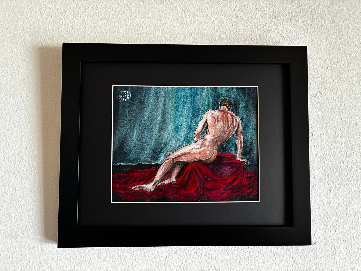 My Watercolor Homage to David's Patroclus - Sensual Male Nude - Urban Muse & Sultry Hues