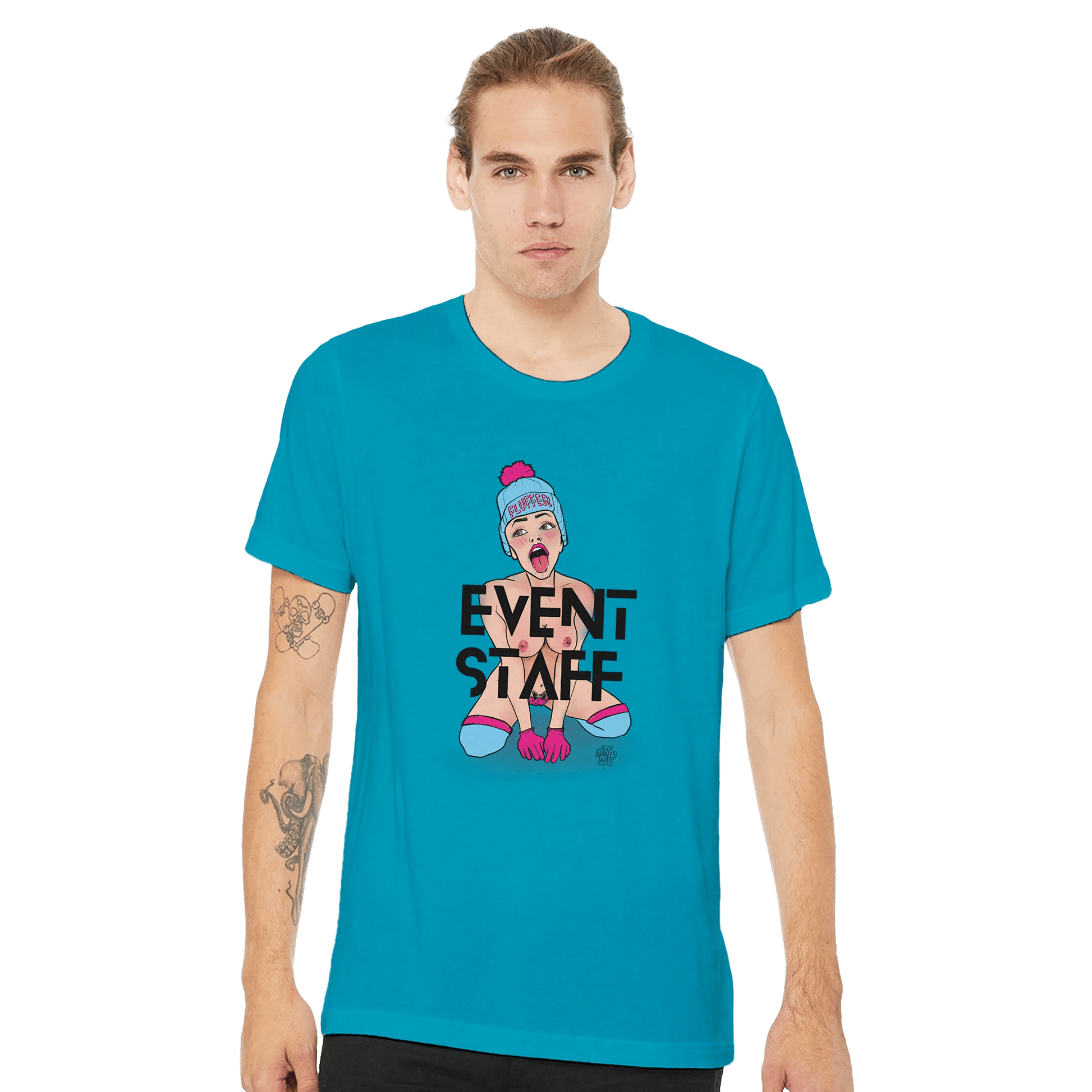 Neon “Fluffer” Pinup Graphic Tee | Bella + Canvas 3001 in 5 Bold Colors - Urban Muse & Sultry Hues