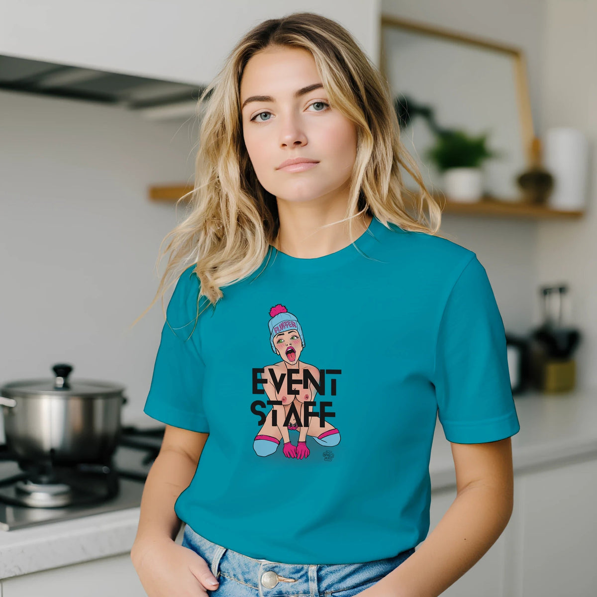 Neon “Fluffer” Pinup Graphic Tee | Bella + Canvas 3001 in 5 Bold Colors - Urban Muse & Sultry Hues