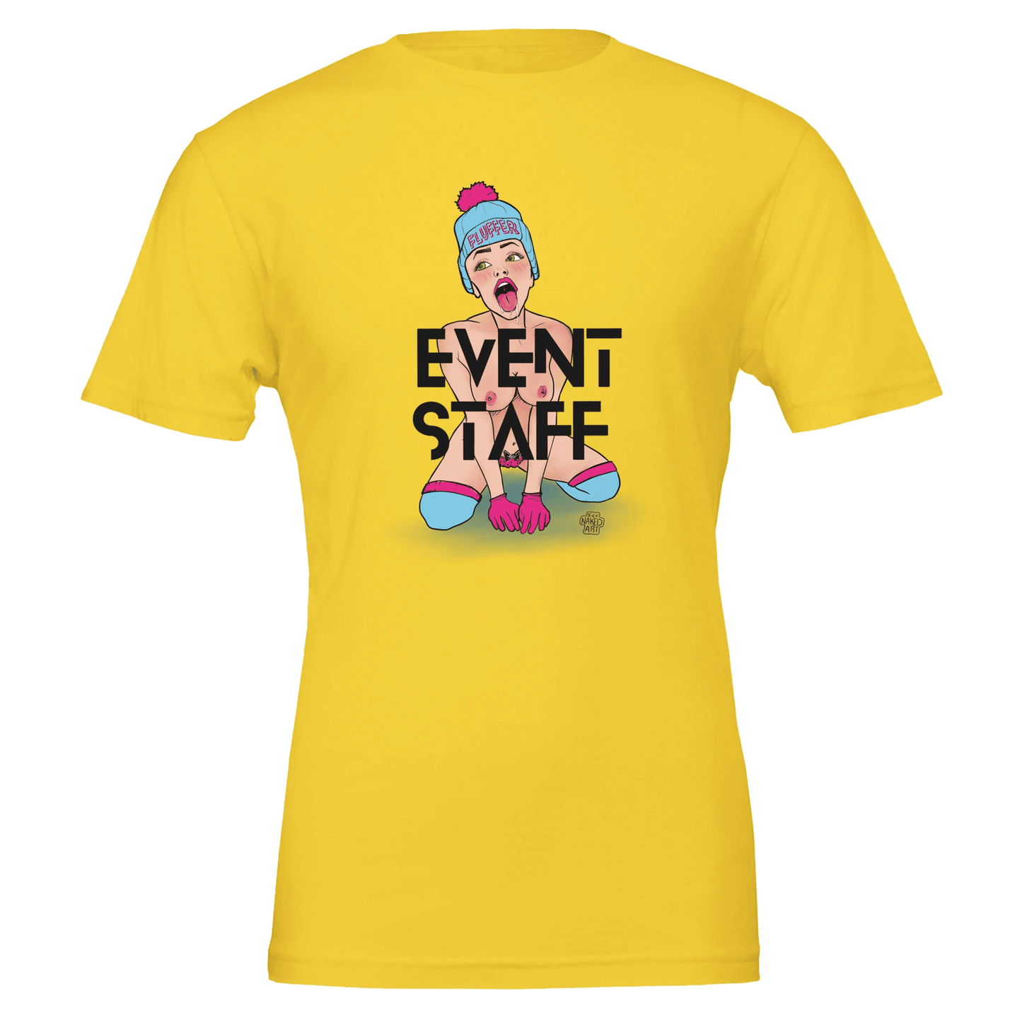 Neon “Fluffer” Pinup Graphic Tee | Bella + Canvas 3001 in 5 Bold Colors - Urban Muse & Sultry Hues