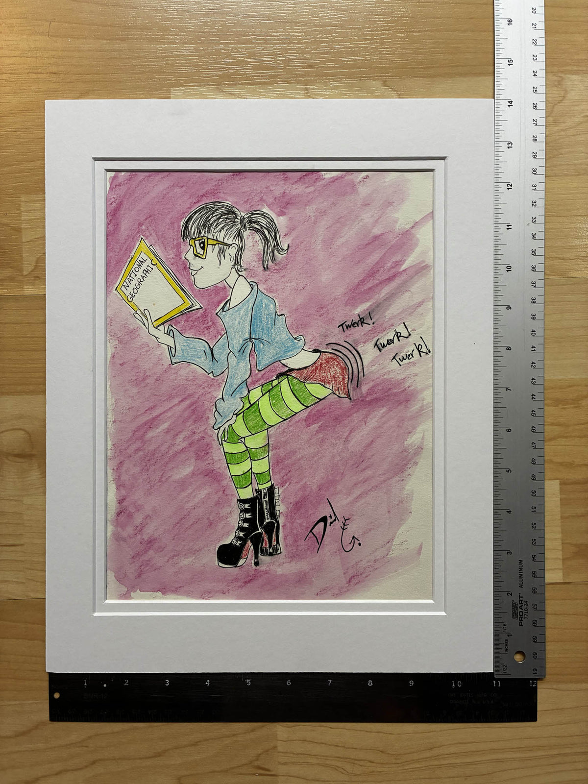 Nerdy Twerking Cutie – Playful Mixed Media Watercolor – 8.5x11” - Urban Muse & Sultry Hues