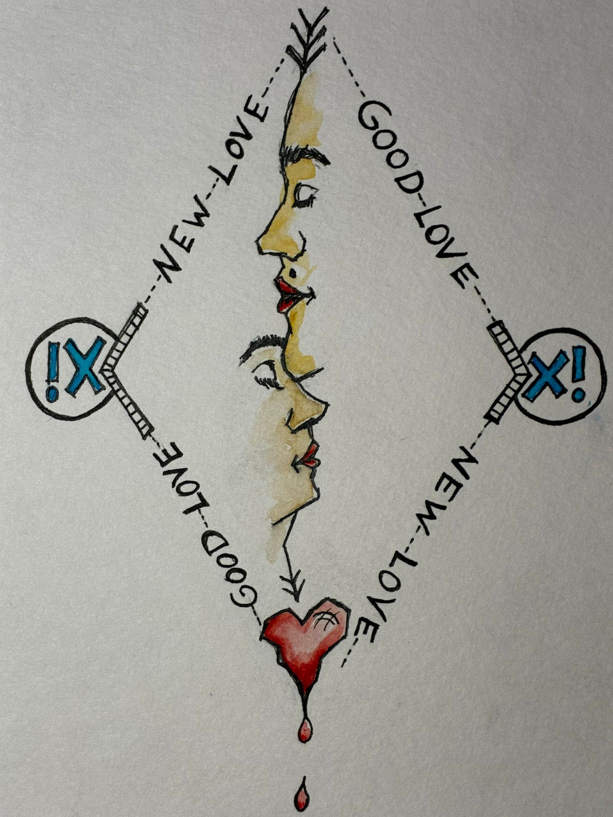 New Love Good Love – Romantic Kissing Couple Watercolor – 6.5x8.5” - Urban Muse & Sultry Hues