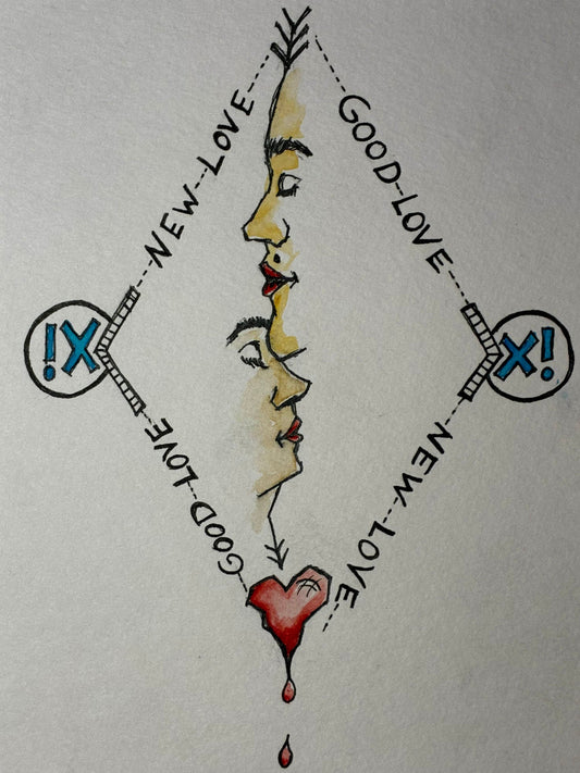 New Love Good Love – Romantic Kissing Couple Watercolor – 6.5x8.5” - Urban Muse & Sultry Hues