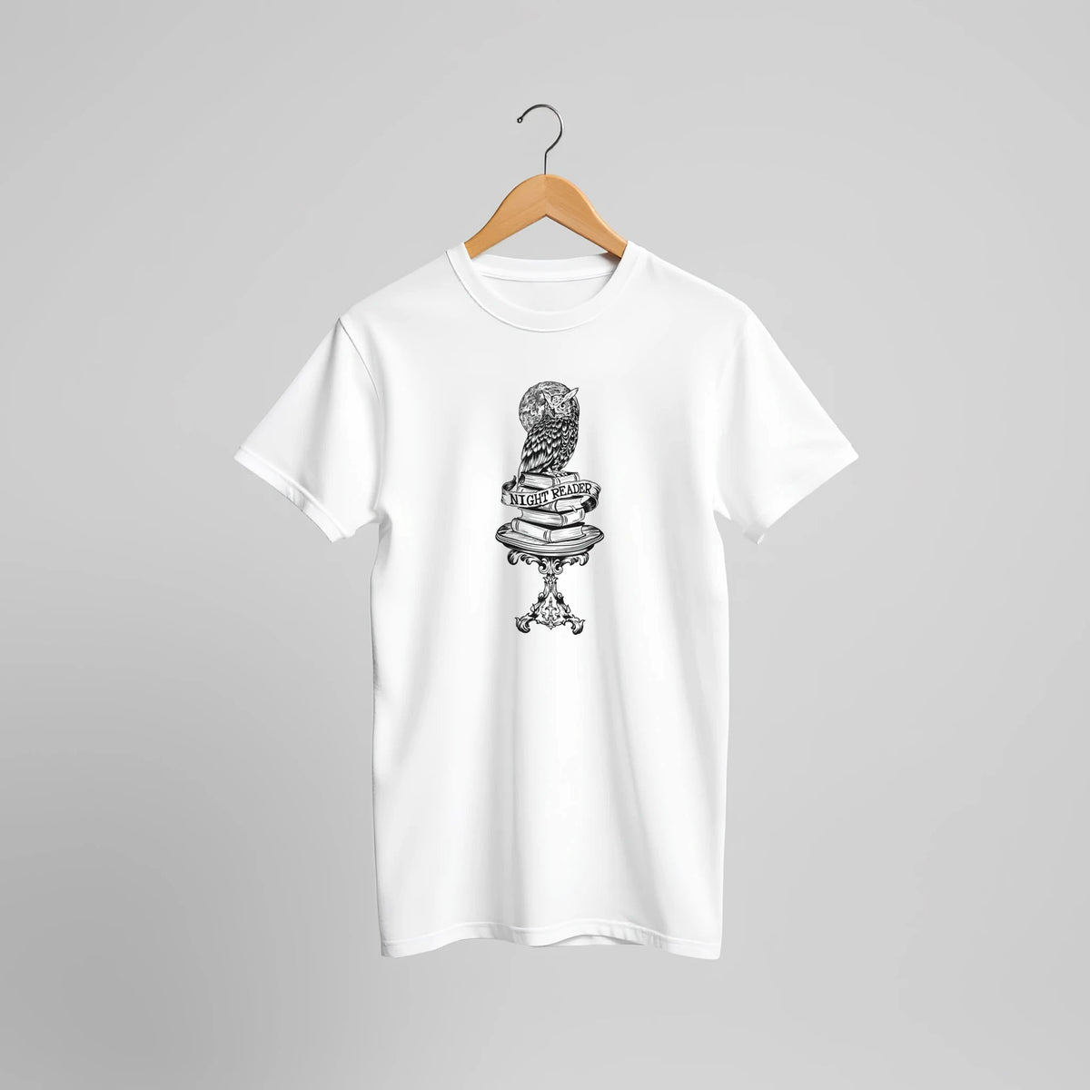 Night Reader Owl Black & White Outline – Unisex Bella+Canvas 3001 - Urban Muse & Sultry Hues