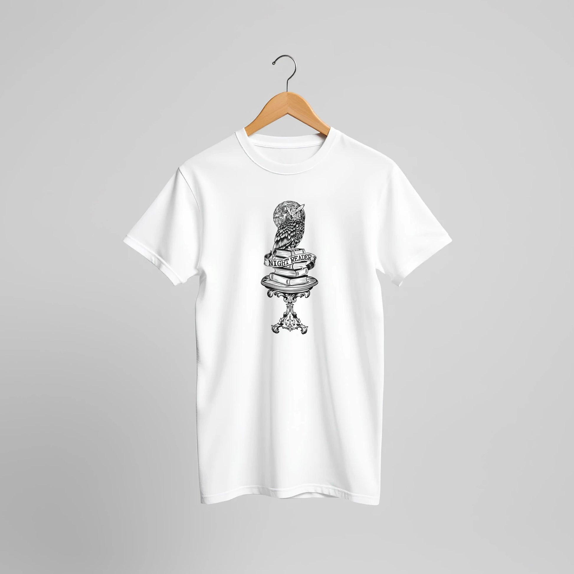 Night Reader Owl Black & White Outline – Unisex Bella+Canvas 3001 - Urban Muse & Sultry Hues