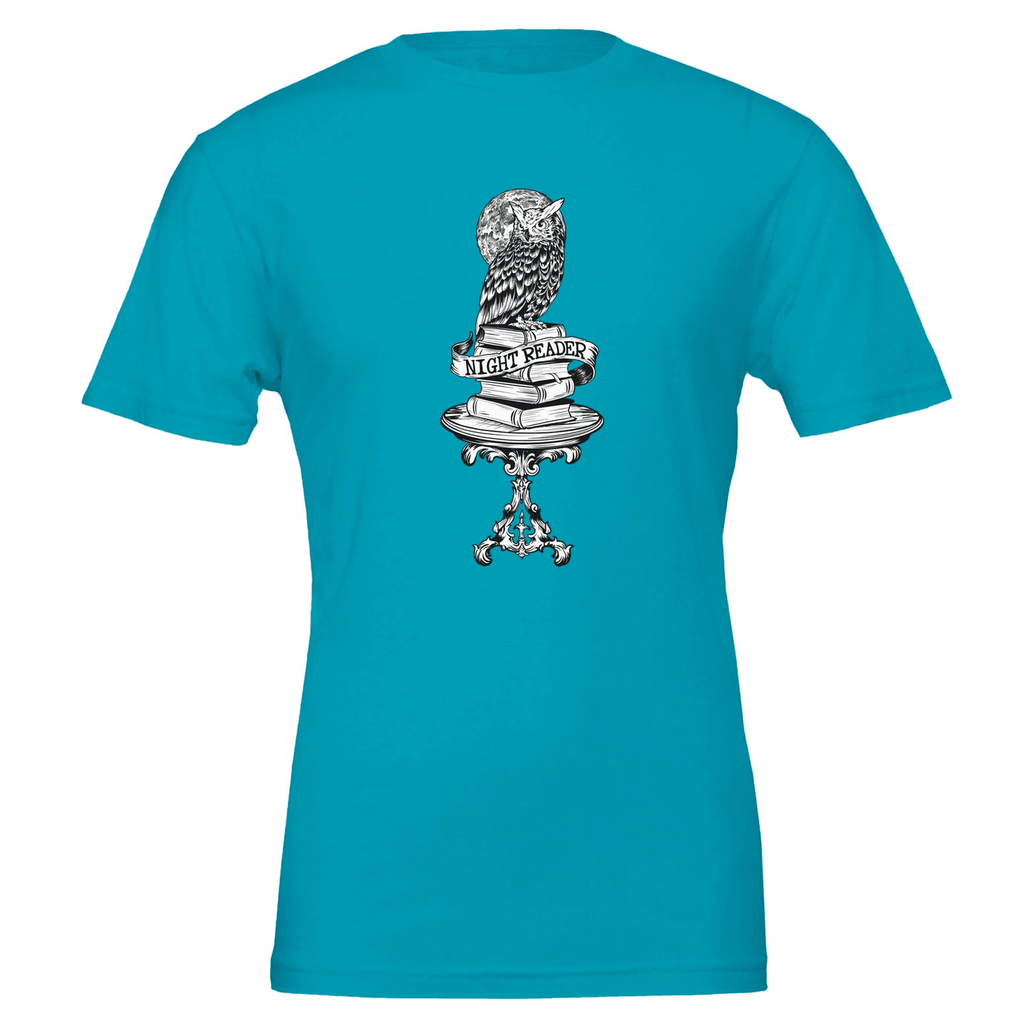 Night Reader Owl Black & White Outline – Unisex Bella+Canvas 3001 - Urban Muse & Sultry Hues