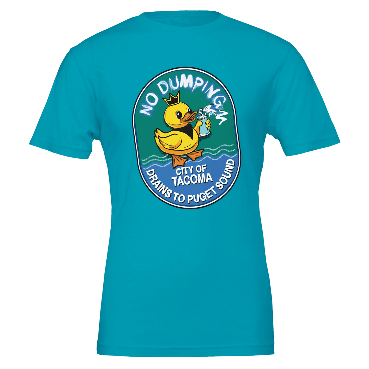No Dumping Drains to Puget Sound T-Shirt - Tacoma City Storm Drain Awareness Design - Urban Muse & Sultry Hues