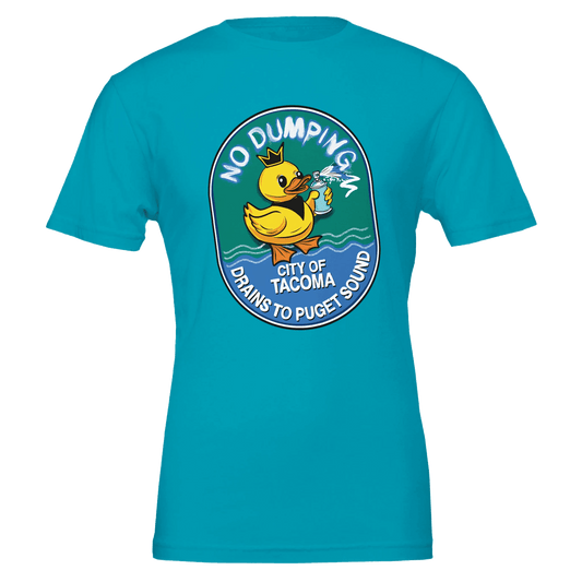 No Dumping Drains to Puget Sound T-Shirt - Tacoma City Storm Drain Awareness Design - Urban Muse & Sultry Hues