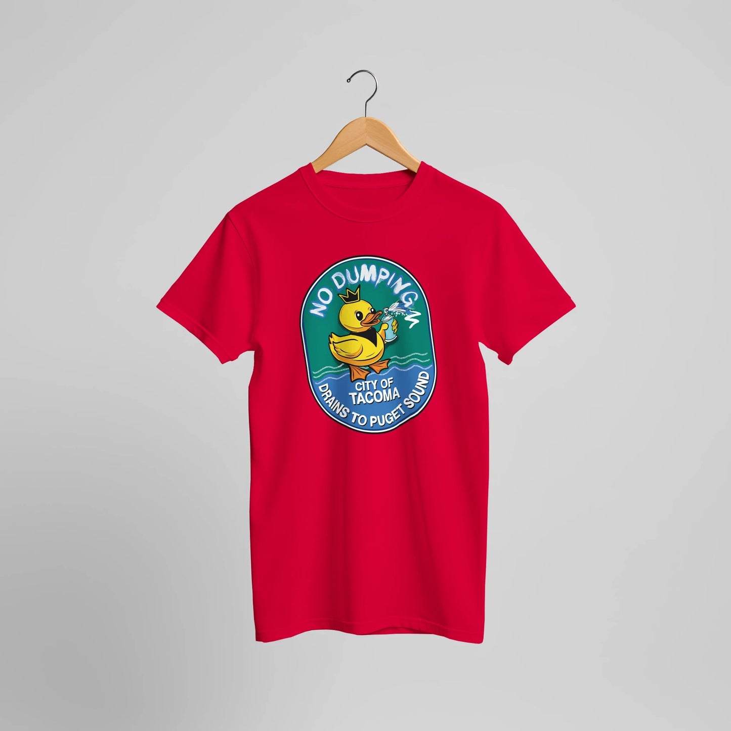No Dumping Drains to Puget Sound T-Shirt - Tacoma City Storm Drain Awareness Design - Urban Muse & Sultry Hues