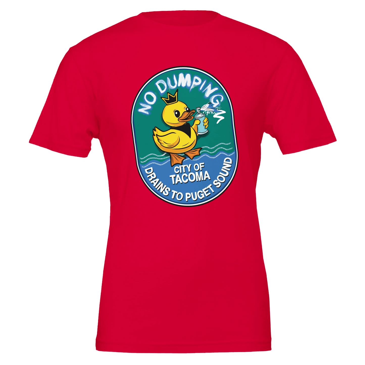 No Dumping Drains to Puget Sound T-Shirt - Tacoma City Storm Drain Awareness Design - Urban Muse & Sultry Hues