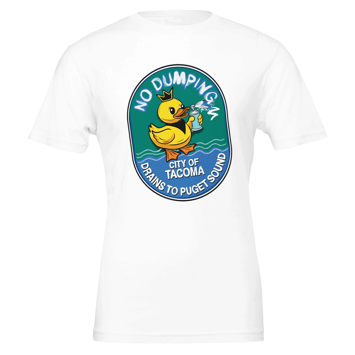No Dumping Drains to Puget Sound T-Shirt - Tacoma City Storm Drain Awareness Design - Urban Muse & Sultry Hues