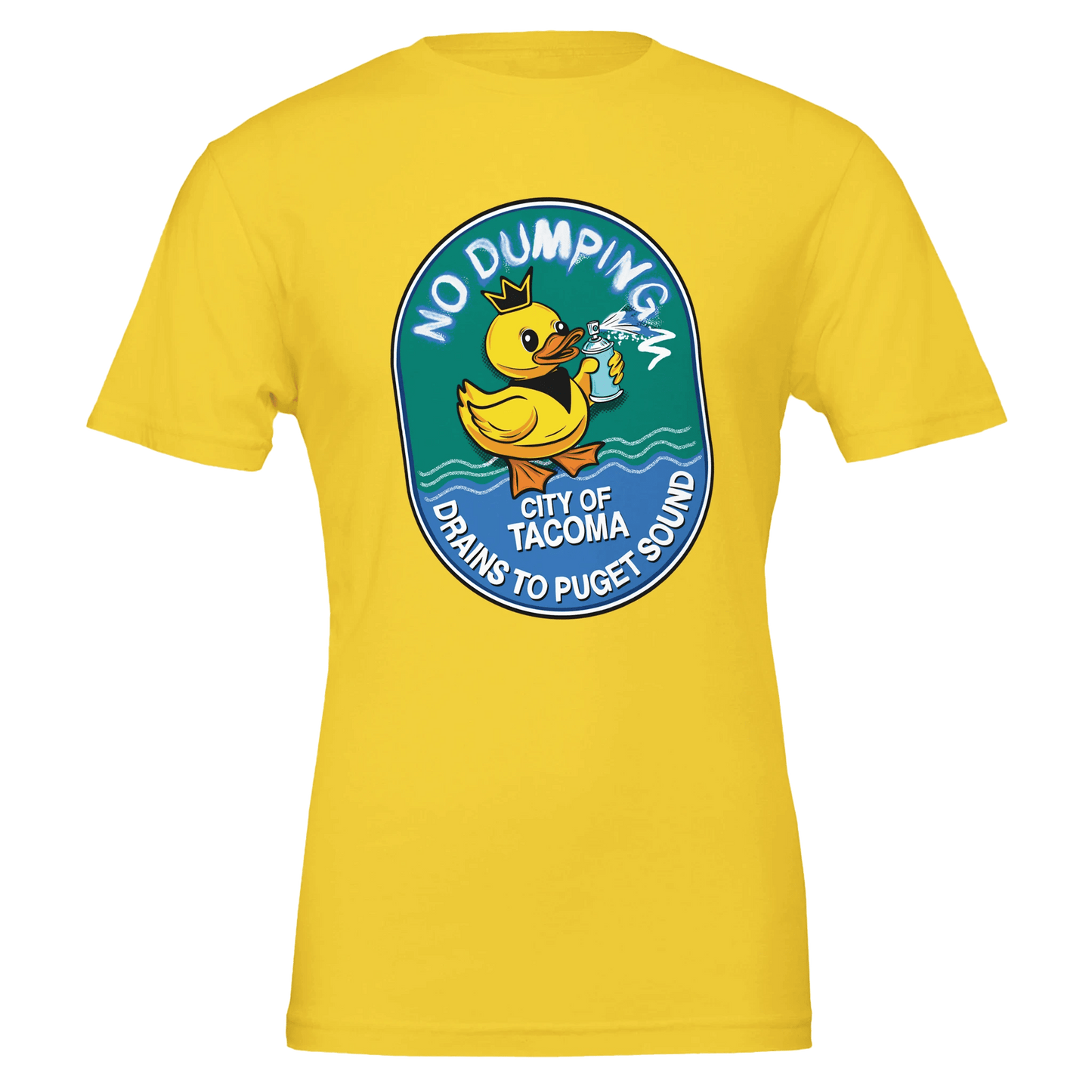 No Dumping Drains to Puget Sound T-Shirt - Tacoma City Storm Drain Awareness Design - Urban Muse & Sultry Hues