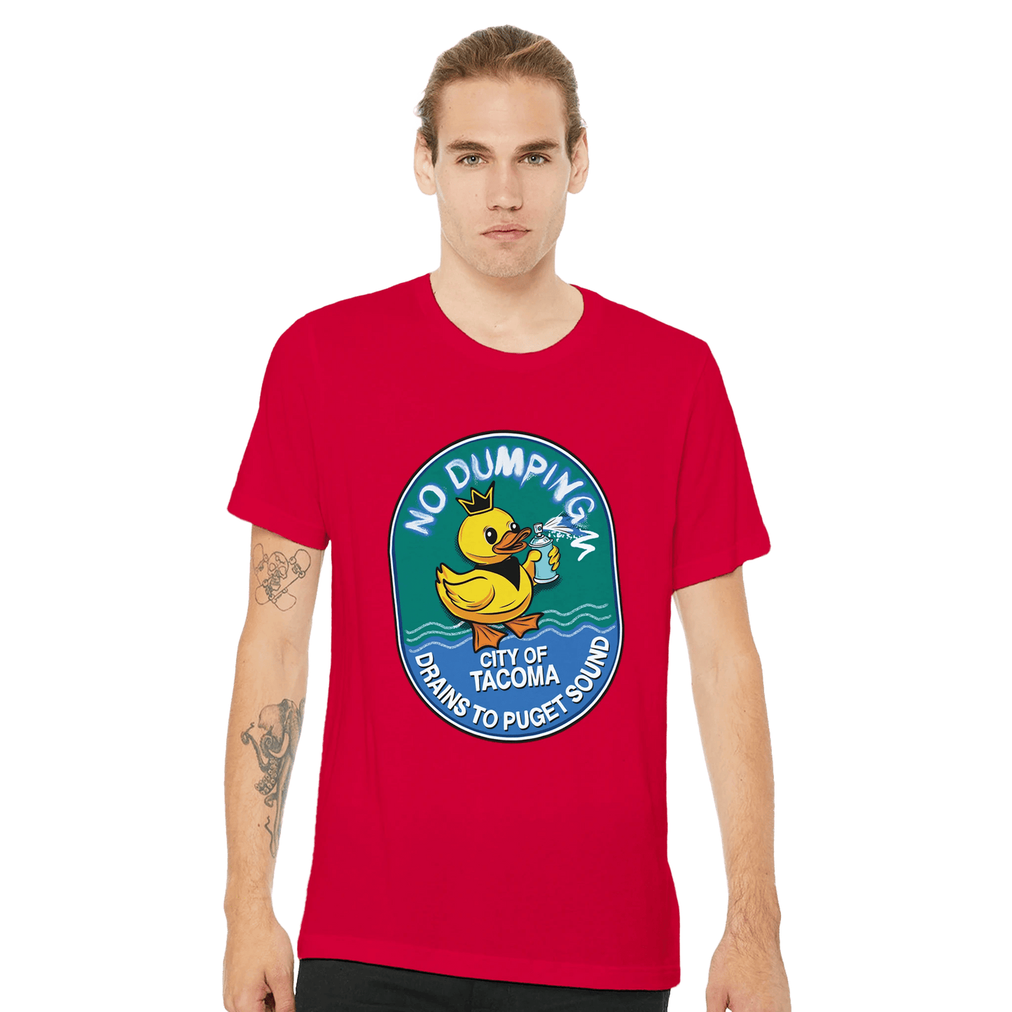 No Dumping Drains to Puget Sound T-Shirt - Tacoma City Storm Drain Awareness Design - Urban Muse & Sultry Hues