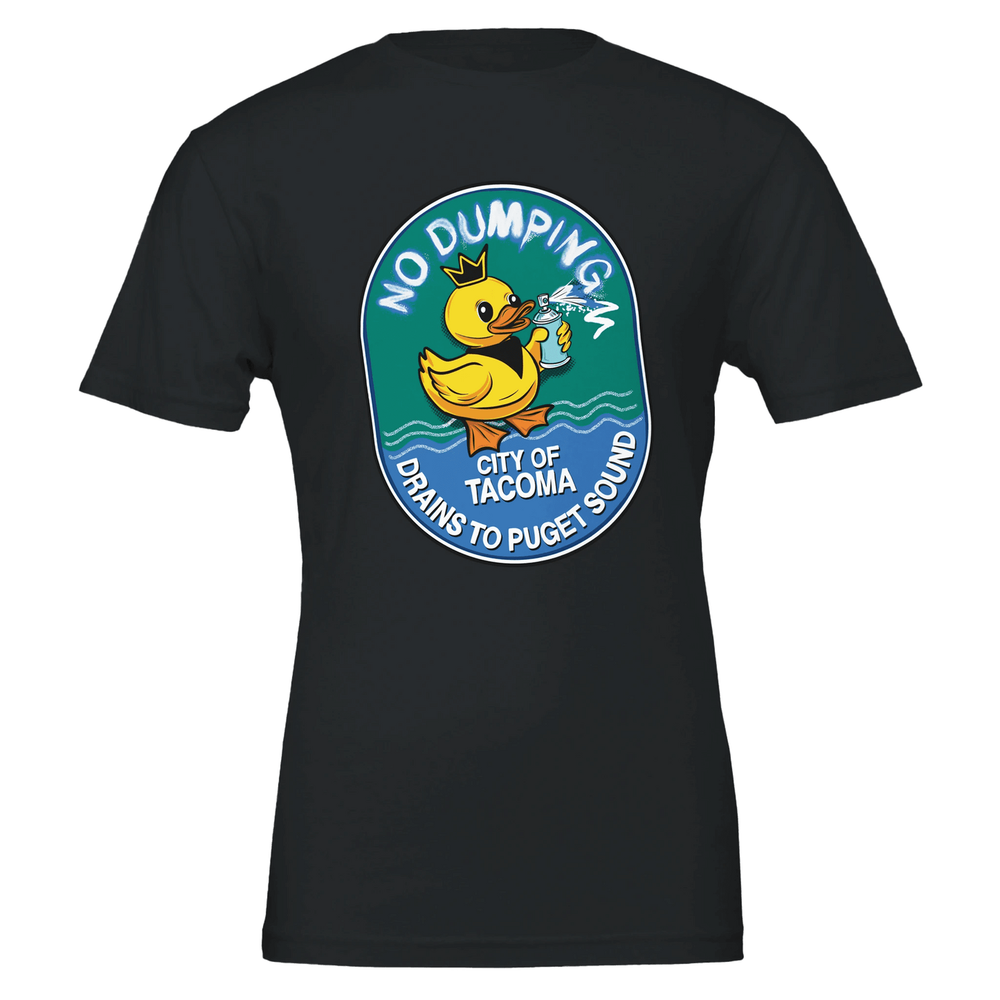 No Dumping Drains to Puget Sound T-Shirt - Tacoma City Storm Drain Awareness Design - Urban Muse & Sultry Hues