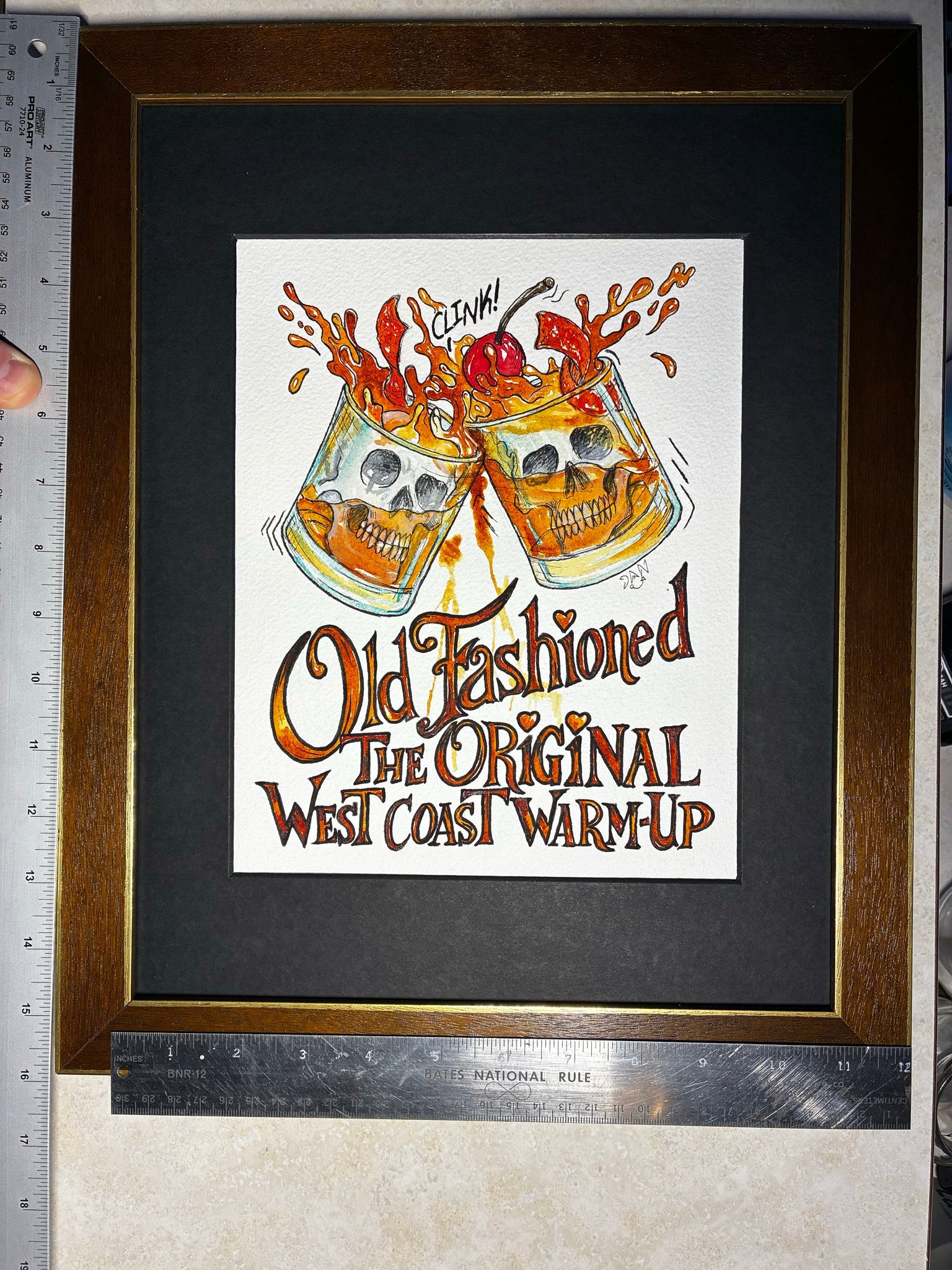 Old Fashioned Skull Cocktails – West Coast Warm - Up Watercolor Art - Urban Muse & Sultry Hues
