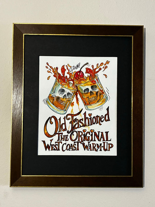 Old Fashioned Skull Cocktails – West Coast Warm - Up Watercolor Art - Urban Muse & Sultry Hues