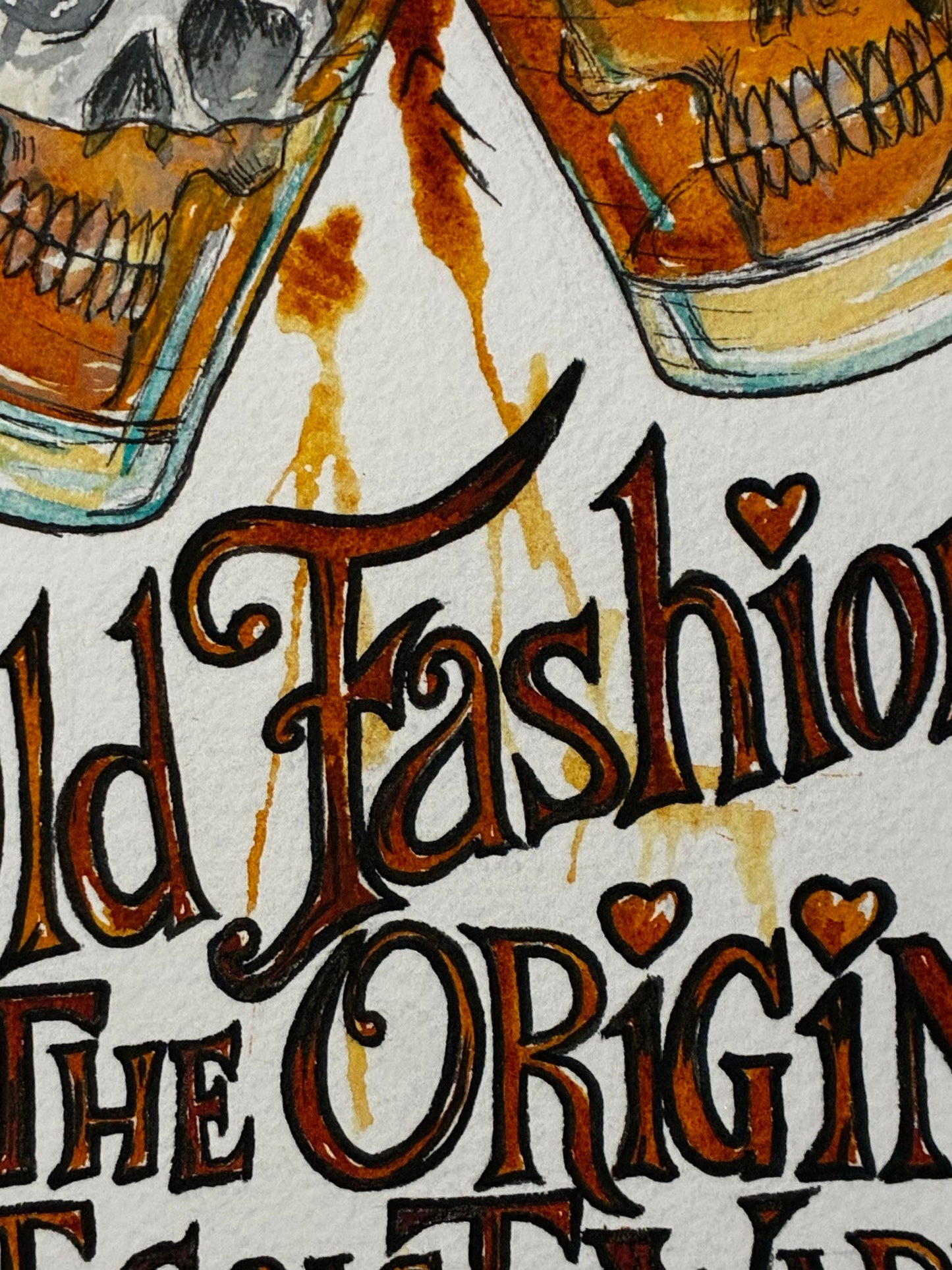 Old Fashioned Skull Cocktails – West Coast Warm - Up Watercolor Art - Urban Muse & Sultry Hues