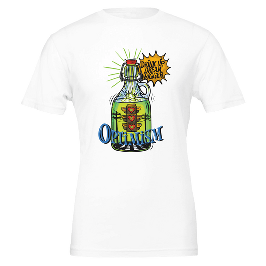 Optimism Energy - Drink Up, Dream Bigger Pop Art Bottle T-shirt - Urban Muse & Sultry Hues