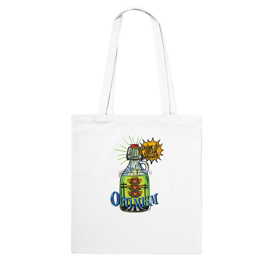 Optimism Energy - Drink Up, Dream Bigger Pop Art Bottle Totes - Urban Muse & Sultry Hues