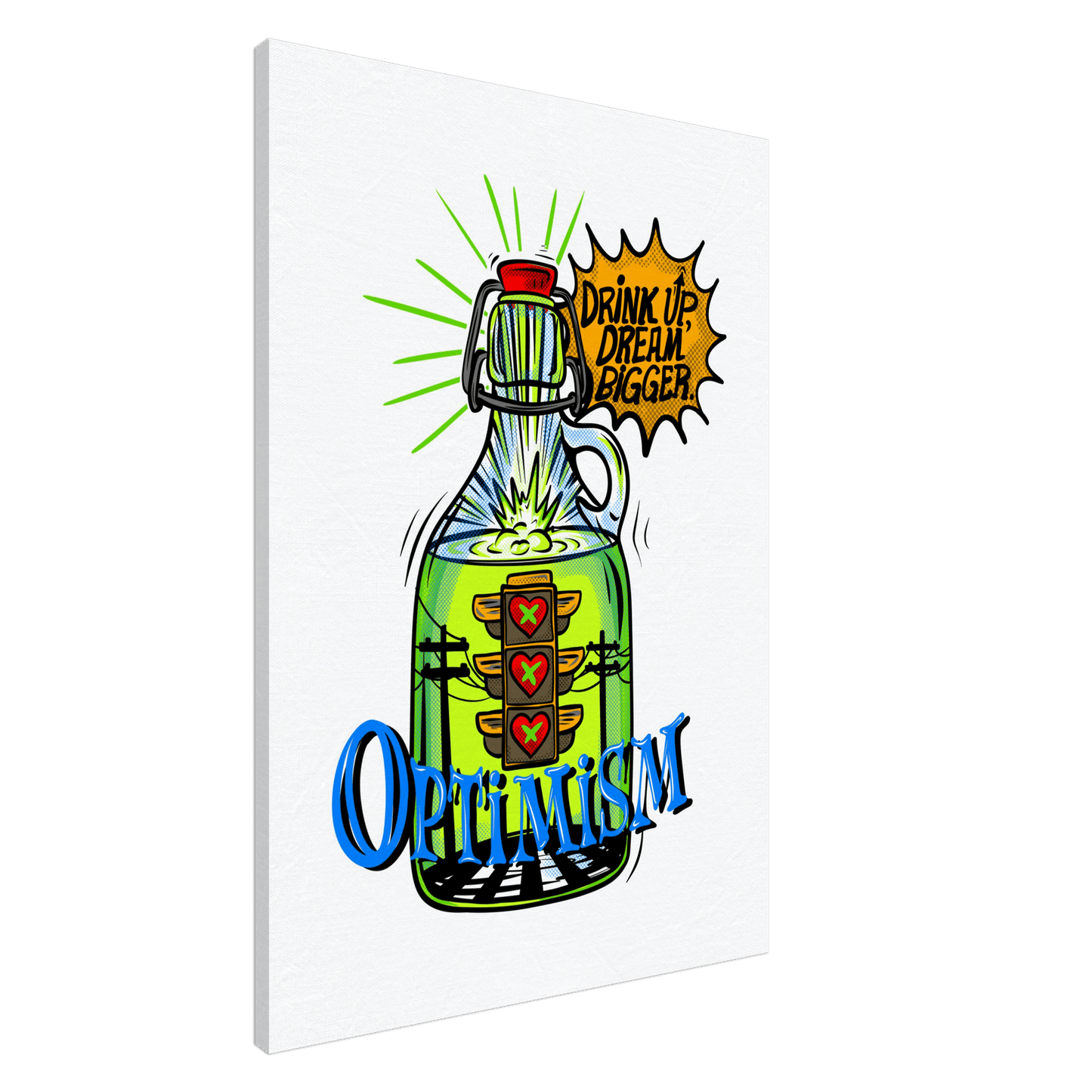 Optimism Energy - Drink Up, Dream Bigger Pop Art Bottle Wall Art - Urban Muse & Sultry Hues