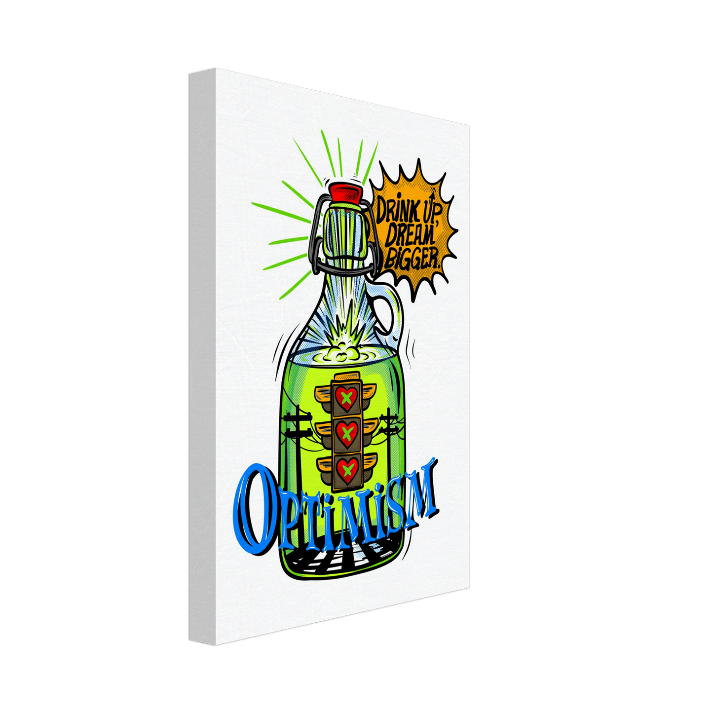 Optimism Energy - Drink Up, Dream Bigger Pop Art Bottle Wall Art - Urban Muse & Sultry Hues
