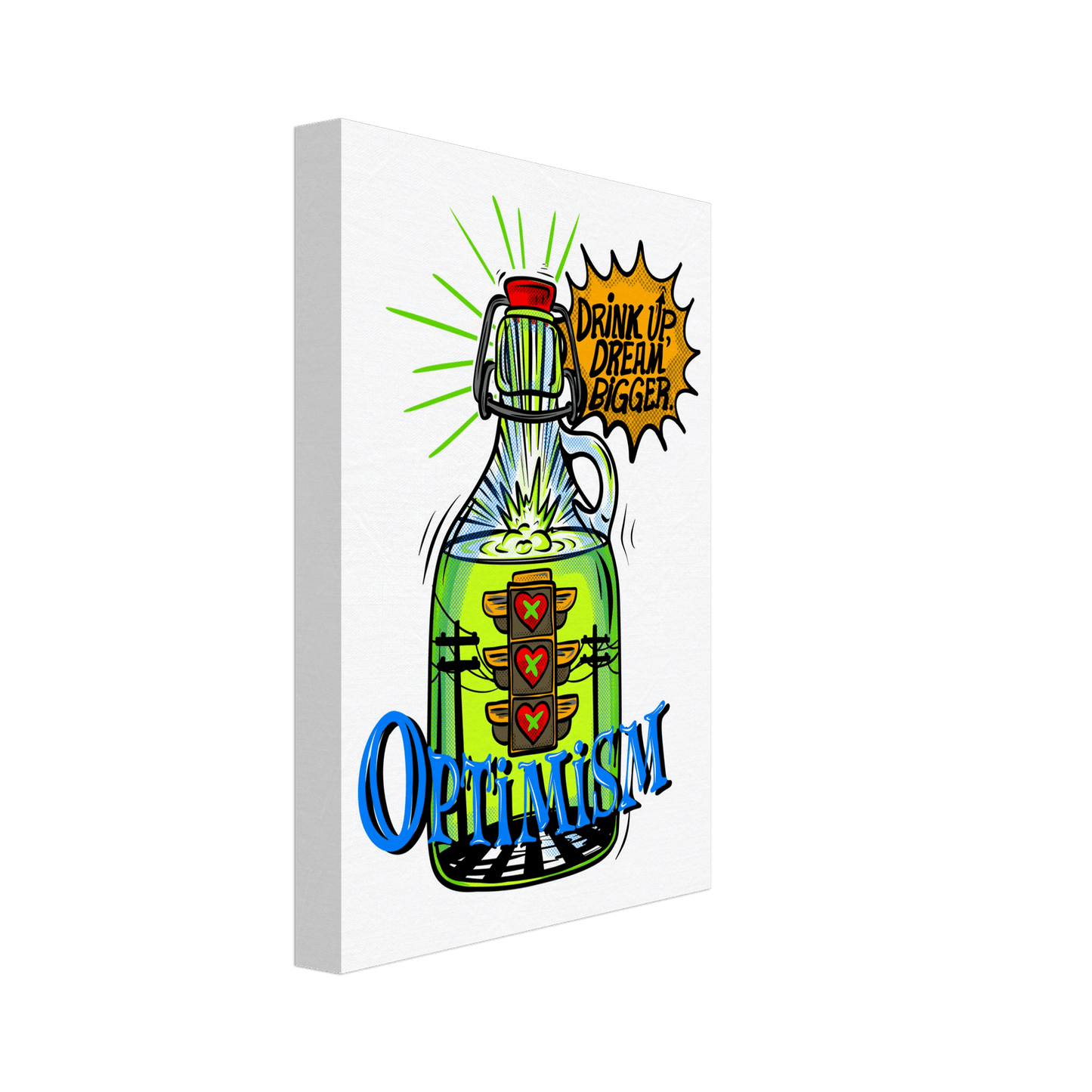 Optimism Energy - Drink Up, Dream Bigger Pop Art Bottle Wall Art - Urban Muse & Sultry Hues