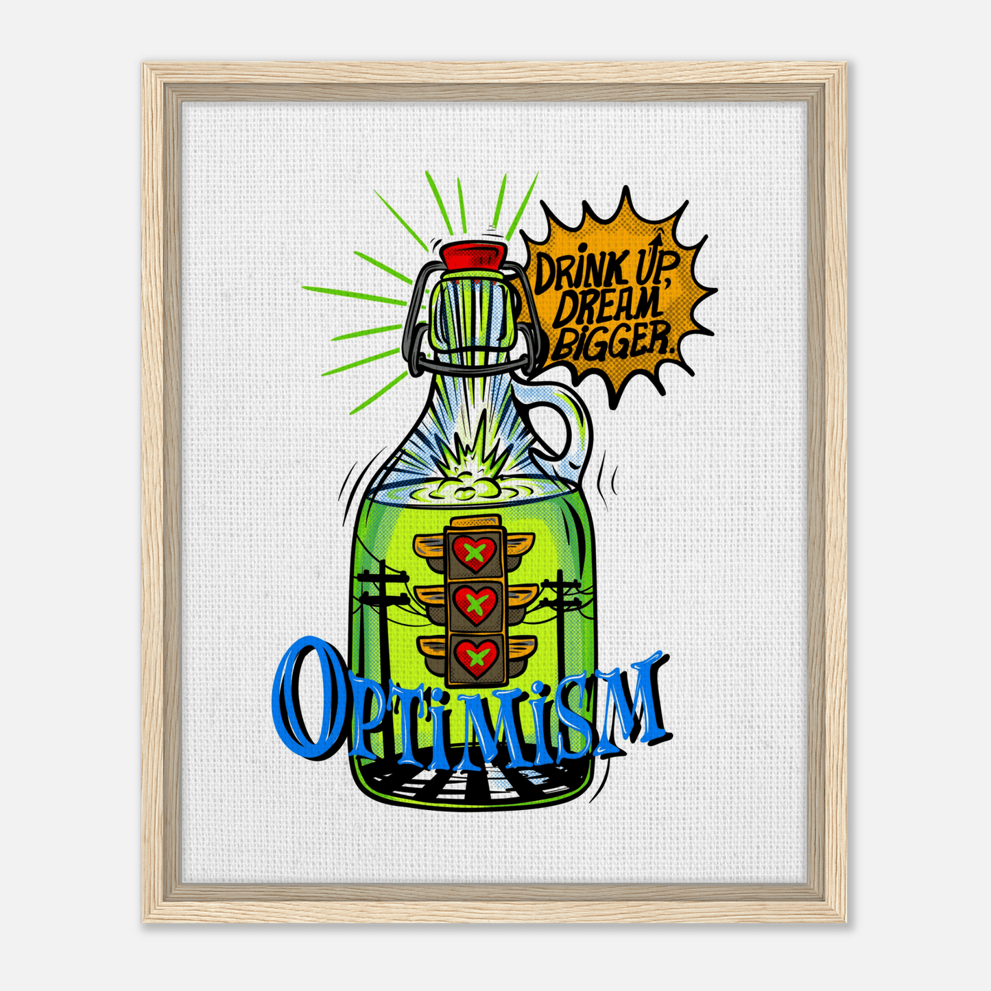 Optimism Energy - Drink Up, Dream Bigger Pop Art Bottle Wall Art - Urban Muse & Sultry Hues
