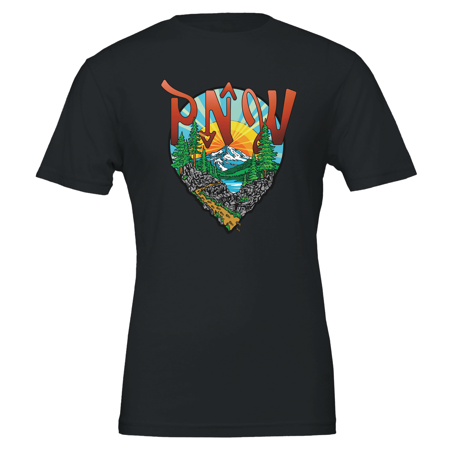 Pacific Northwest PNW Hiking Map Icon T-Shirt | Outdoor Adventure Apparel - Urban Muse & Sultry Hues