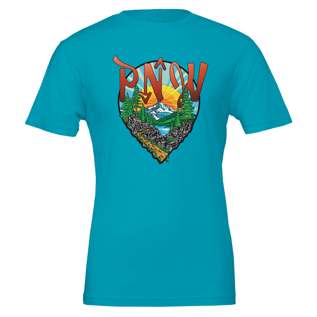 Pacific Northwest PNW Hiking Map Icon T-Shirt | Outdoor Adventure Apparel - Urban Muse & Sultry Hues