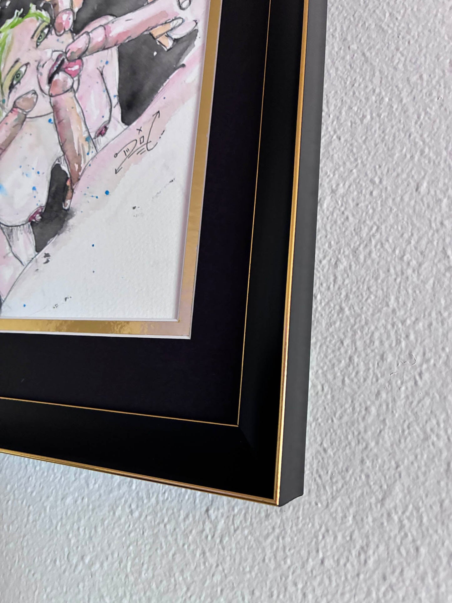 Party of Five Watercolor Painting – Erotic Gangbang Scene 8.5x11” - Urban Muse & Sultry Hues