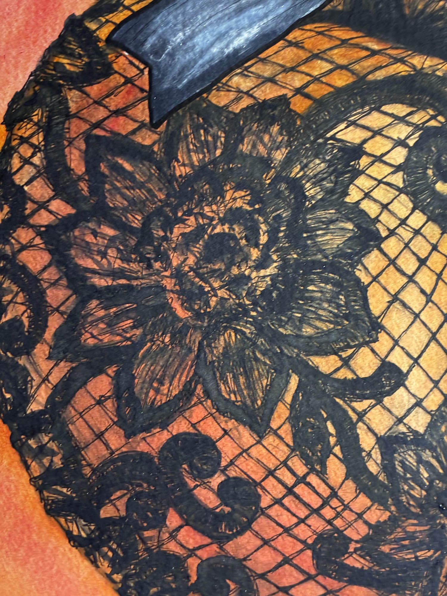 Peachy Lace Peach Watercolor & Ink Painting – 11x14 - Urban Muse & Sultry Hues