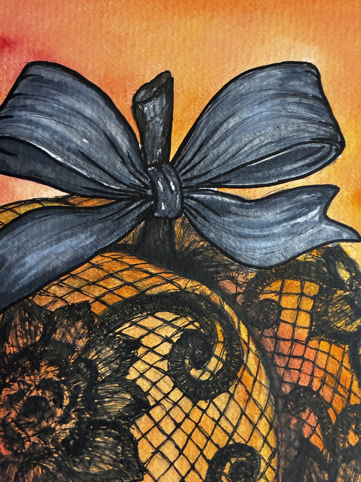 Peachy Lace Peach Watercolor & Ink Painting – 11x14 - Urban Muse & Sultry Hues